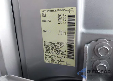 2012 Nissan Altima 2.5 S z USA, uszkodzony, nr VIN 1N4AL2AP9CN410053